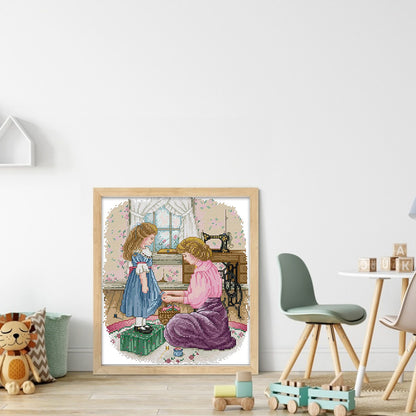 Daughter'S New Dress - 14CT Stamped Cross Stitch 28*33CM (Joy Sunday)