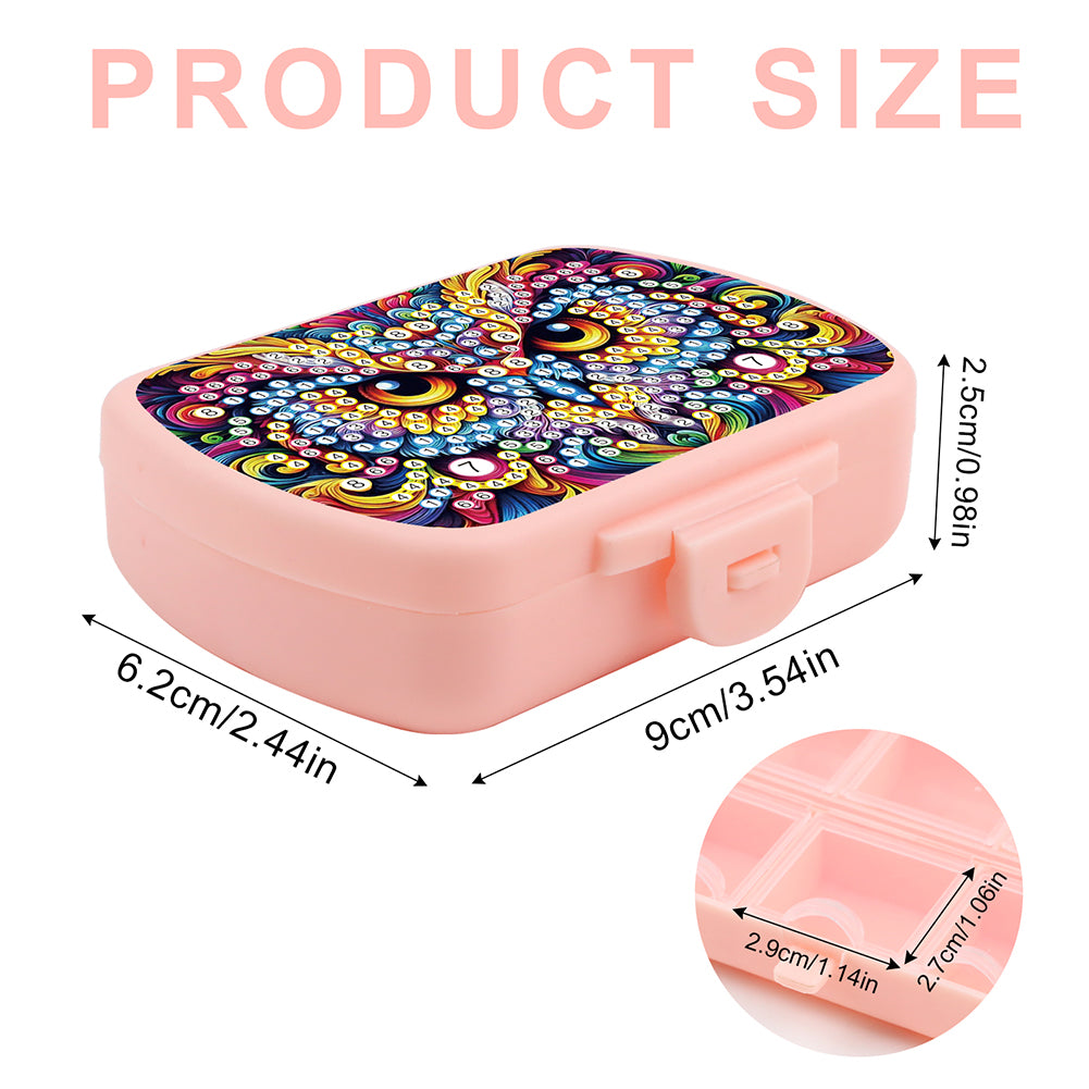 2Pcs 5D DIY Animal Theme Diamond Art Pill Storage Case Rhinestone Pill Organizer