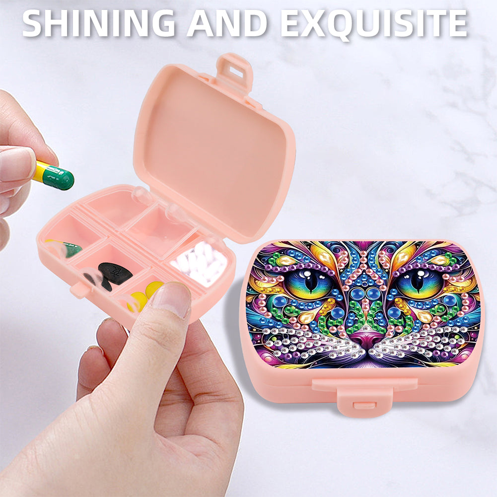 2Pcs 5D DIY Animal Theme Diamond Art Pill Storage Case Rhinestone Pill Organizer