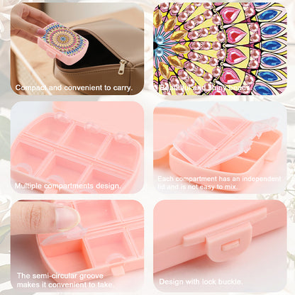 2Pcs 5D DIY Animal Theme Diamond Art Pill Storage Case Rhinestone Pill Organizer