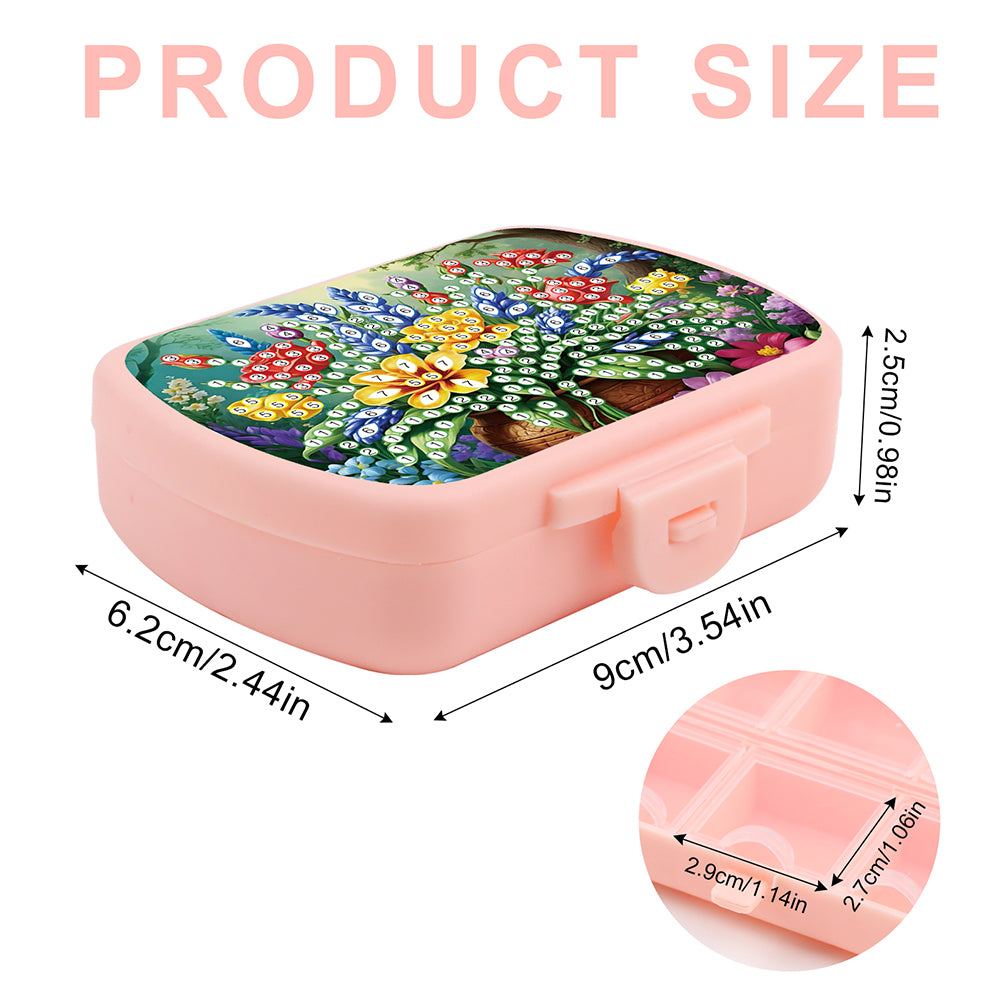 2Pcs 5D DIY Animal Theme Diamond Art Pill Storage Case Rhinestone Pill Organizer