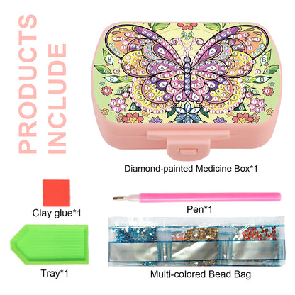2Pcs 5D DIY Animal Theme Diamond Art Pill Storage Case Rhinestone Pill Organizer