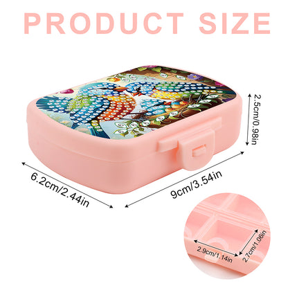 2Pcs 5D DIY Animal Theme Diamond Art Pill Storage Case Rhinestone Pill Organizer