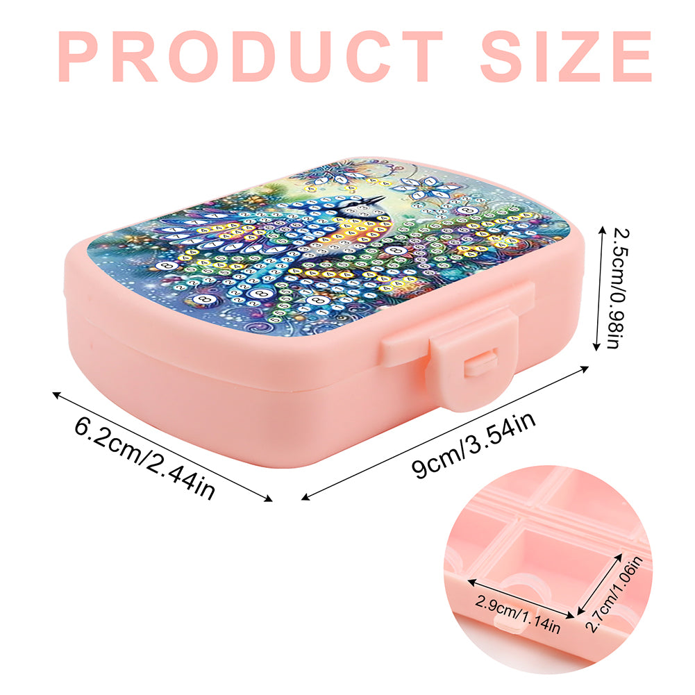 2Pcs 5D DIY Animal Theme Diamond Art Pill Storage Case Rhinestone Pill Organizer