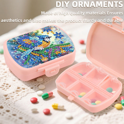 2Pcs 5D DIY Animal Theme Diamond Art Pill Storage Case Rhinestone Pill Organizer