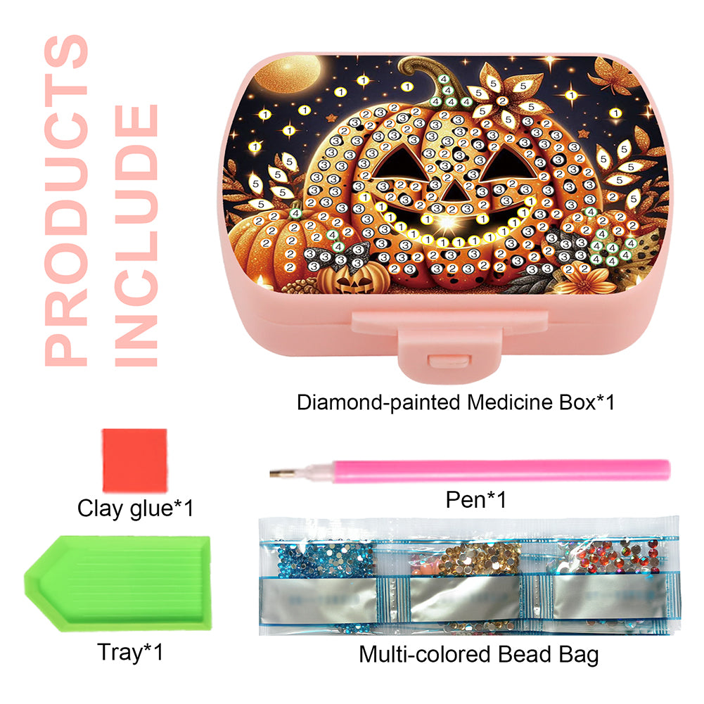 2Pcs 5D DIY Animal Theme Diamond Art Pill Storage Case Rhinestone Pill Organizer