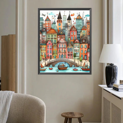 Colorful House - Full Round Drill Diamond Painting 40*50CM