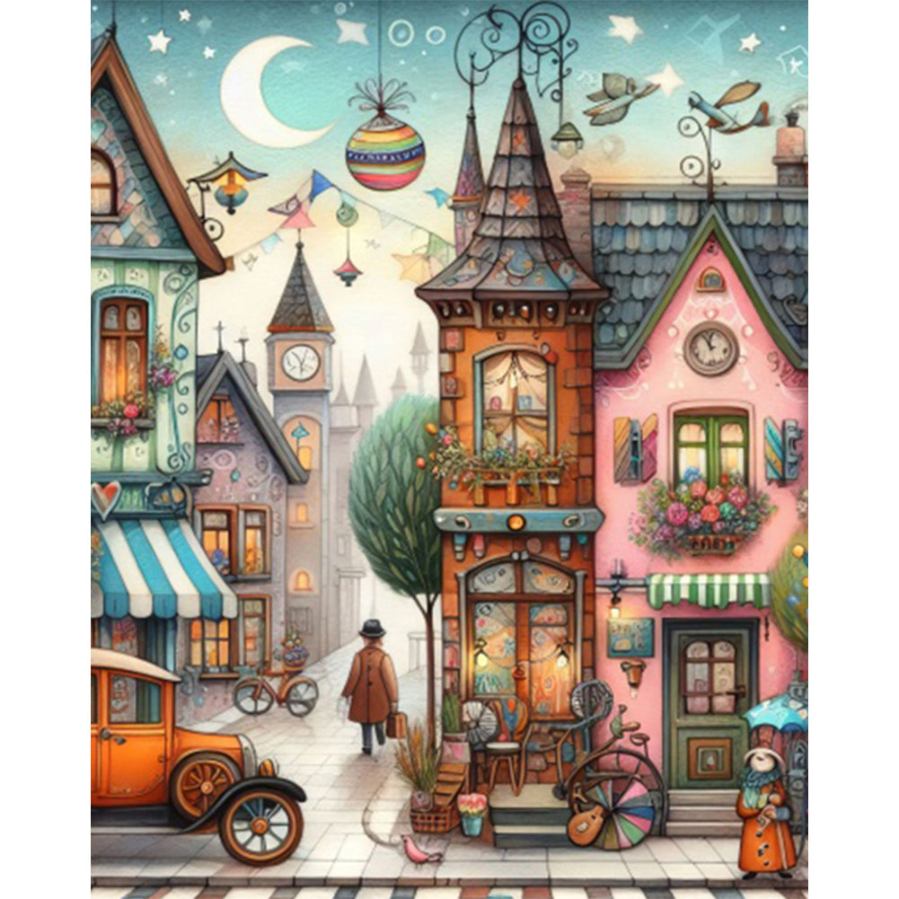 Colorful House - Full Round Drill Diamond Painting 40*50CM