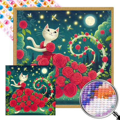 Rose Cat - Full Round Drill Diamond Painting 40*40CM