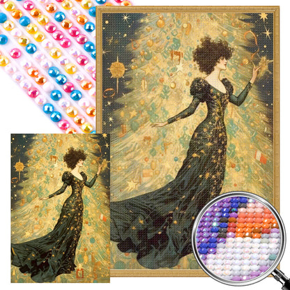 Christmas Tree Lady - Full Round Drill Diamond Painting 40*60CM
