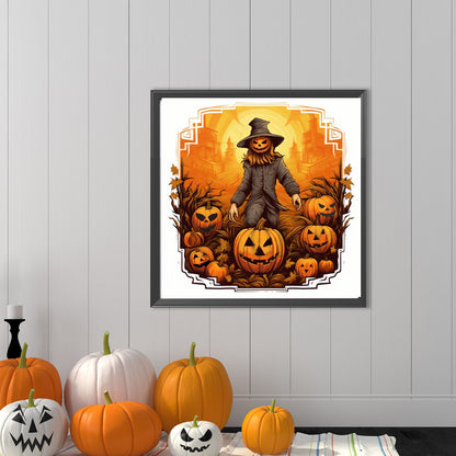 Halloween Pumpkin Skeleton - Full Round Drill Diamond Painting 40*40CM