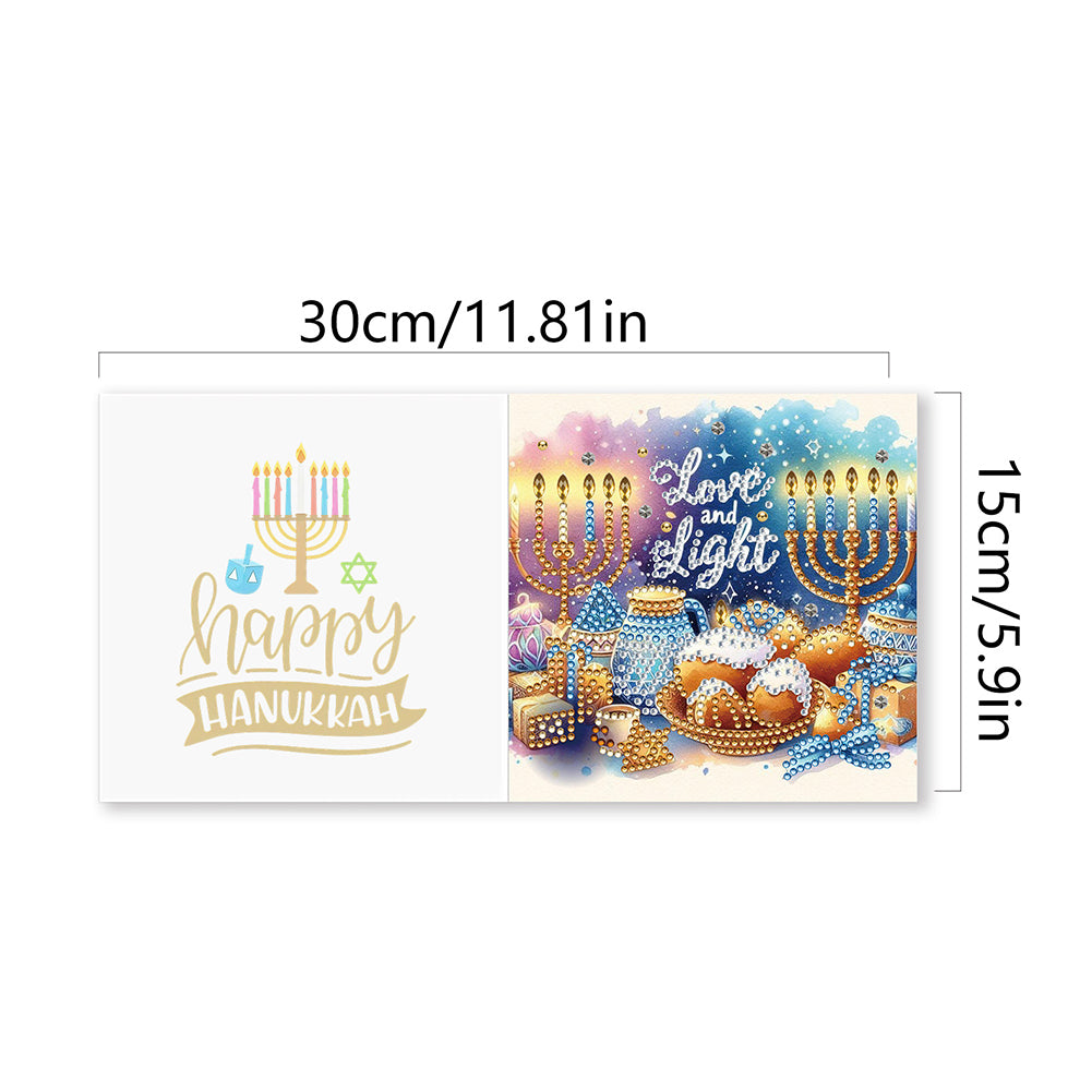 6PCS DIY Diamond Art Greeting Cards Hanukkah Theme Congratulations Cards & Gifts