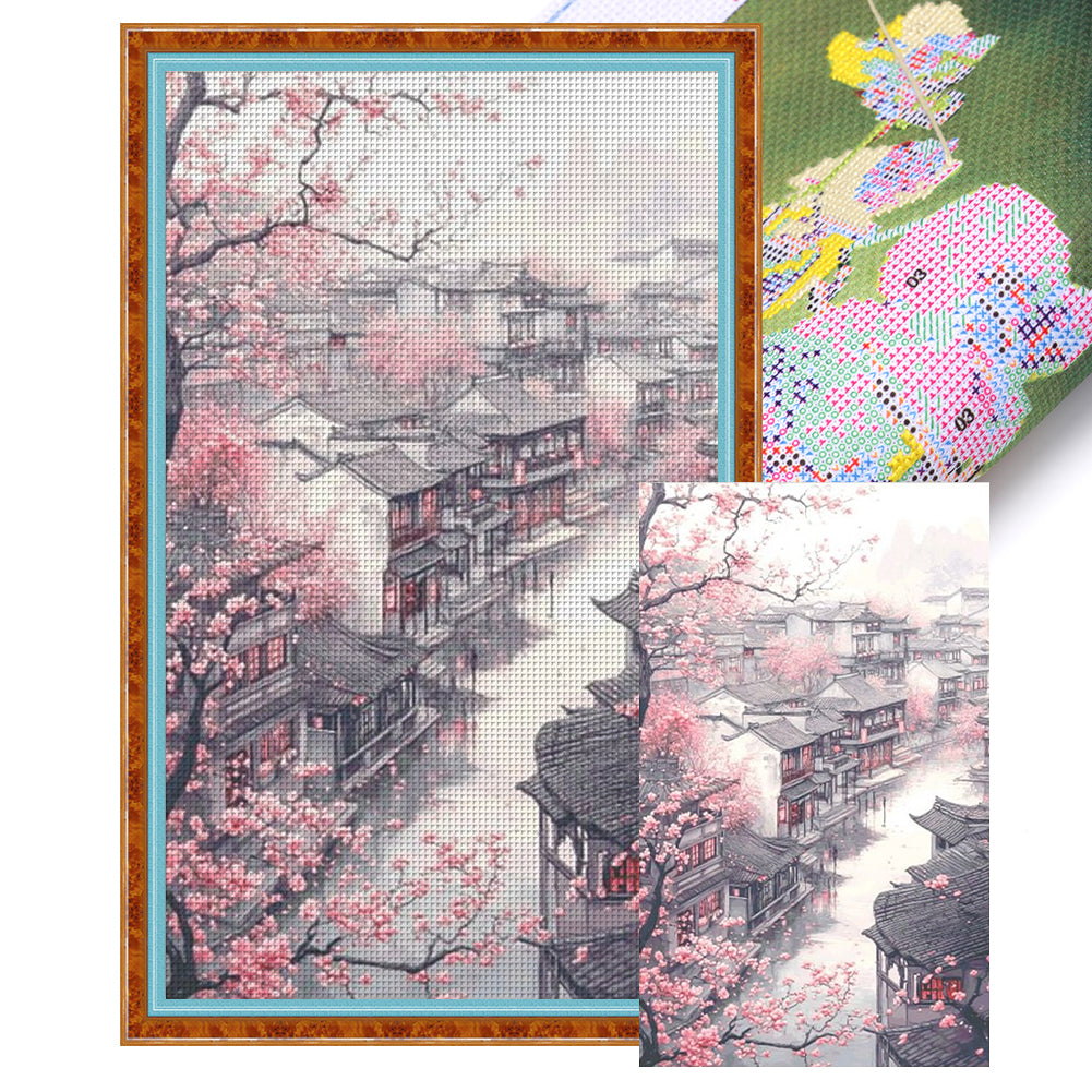 Spring In Jiangnan - 14CT Stamped Cross Stitch 70*120CM (Fairy Brand)