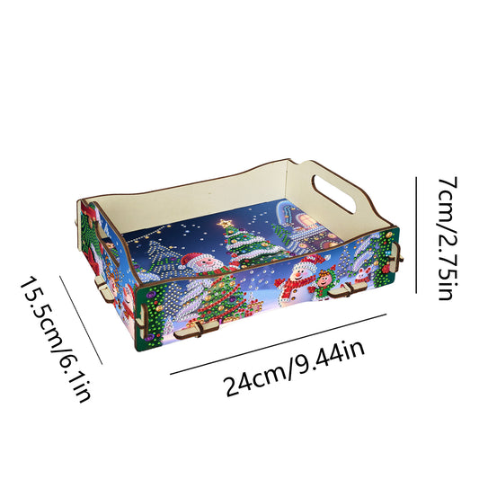 DIY Diamond Painted Dining Plate with Handle Wooden Food Tray Home Decor Gift