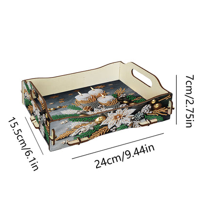 DIY Diamond Painted Dining Plate with Handle Wooden Food Tray Home Decor Gift