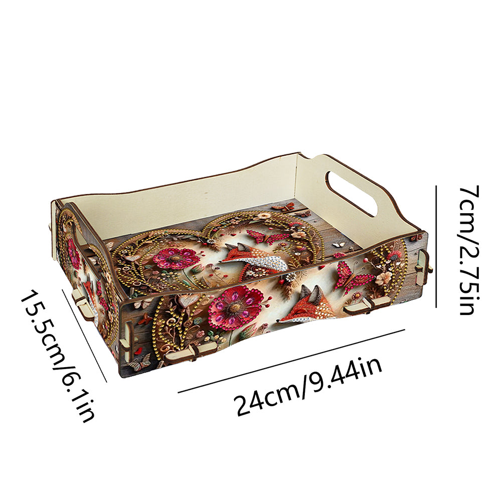DIY Diamond Painted Dining Plate with Handle Wooden Food Tray Home Decor Gift