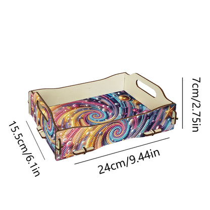 DIY Diamond Painted Dining Plate with Handle Wooden Food Tray Home Decor Gift