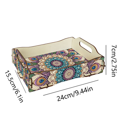 DIY Diamond Painted Dining Plate with Handle Wooden Food Tray Home Decor Gift