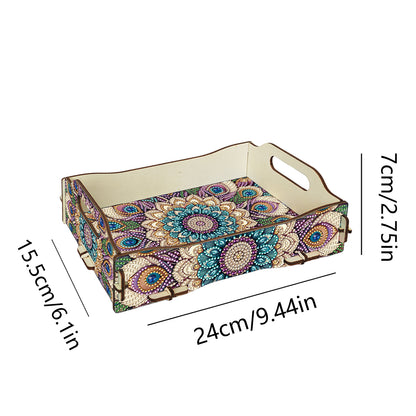 DIY Diamond Painted Dining Plate with Handle Wooden Food Tray Home Decor Gift