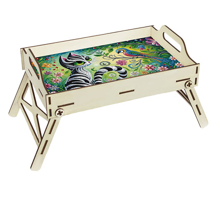 DIY Diamond Painted Dining Plate with Handle Wooden Food Tray Home Decor Gift