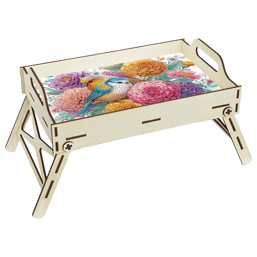 DIY Diamond Painted Dining Plate with Handle Wooden Food Tray Home Decor Gift