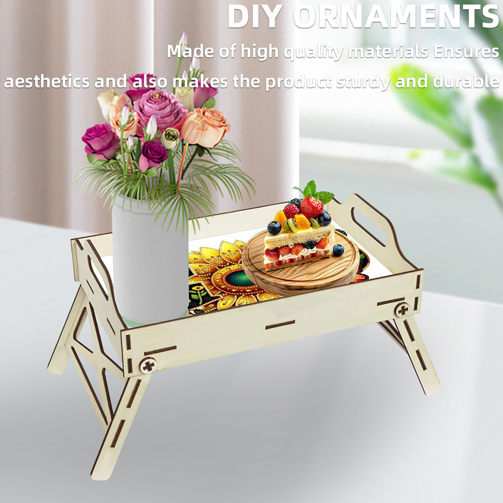 DIY Diamond Painted Dining Plate with Handle Wooden Food Tray Home Decor Gift