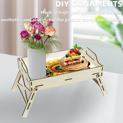 DIY Diamond Painted Dining Plate with Handle Wooden Food Tray Home Decor Gift