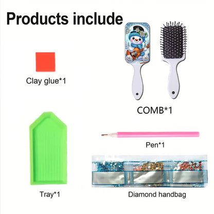 2pcs Crystal Diamond Hair Brush DIY Craft Supplies Crystal Air Cushion for Women