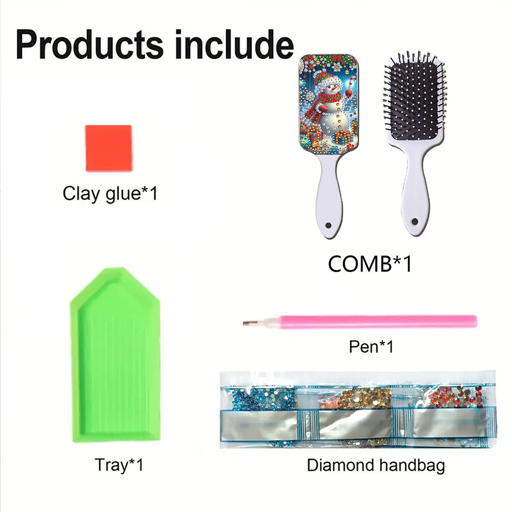 2pcs Crystal Diamond Hair Brush DIY Craft Supplies Crystal Air Cushion for Women