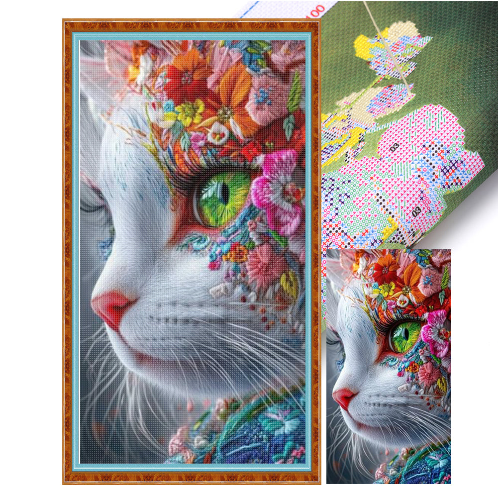 Cat - 11CT Stamped Cross Stitch 30*55CM