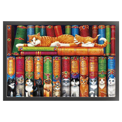 Cat On The Book - 11CT Stamped Cross Stitch 60*40CM