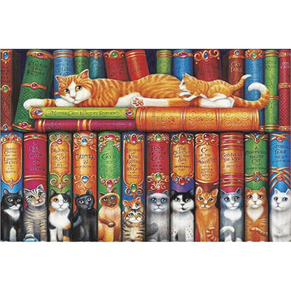 Cat On The Book - 11CT Stamped Cross Stitch 60*40CM