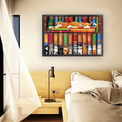 Cat On The Book - 11CT Stamped Cross Stitch 60*40CM