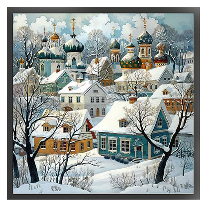 Winter Snow Town - 11CT Stamped Cross Stitch 50*50CM