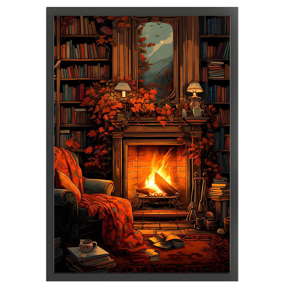 Fireplace By The Window - 11CT Stamped Cross Stitch 40*60CM