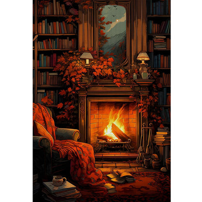 Fireplace By The Window - 11CT Stamped Cross Stitch 40*60CM