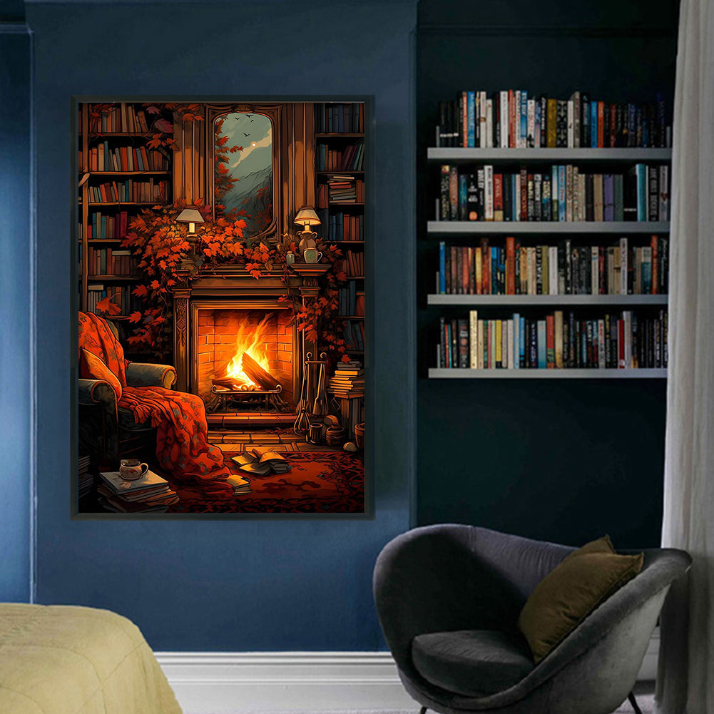 Fireplace By The Window - 11CT Stamped Cross Stitch 40*60CM