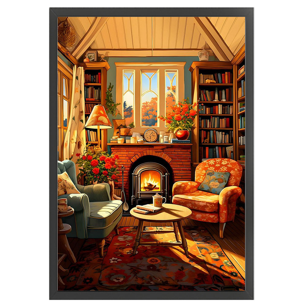 Fireplace By The Window - 11CT Stamped Cross Stitch 40*60CM
