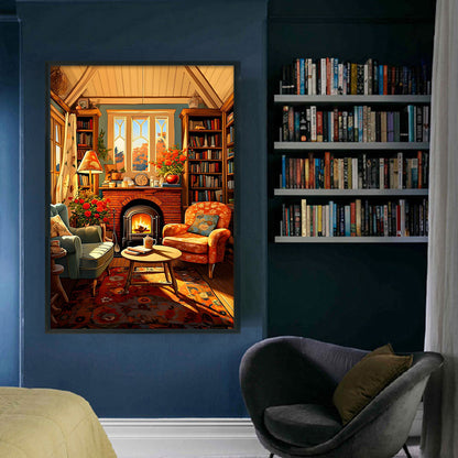 Fireplace By The Window - 11CT Stamped Cross Stitch 40*60CM