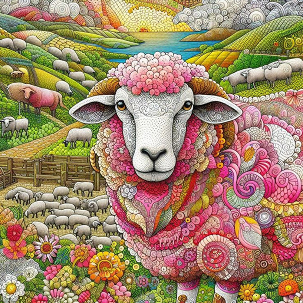 Dream Sheep - Full Round Drill Diamond Painting 40*40CM