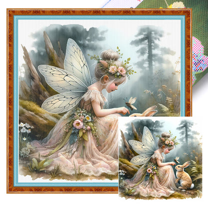 Forest Fairy And Rabbit - 14CT Stamped Cross Stitch 40*40CM