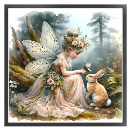 Forest Fairy And Rabbit - 14CT Stamped Cross Stitch 40*40CM