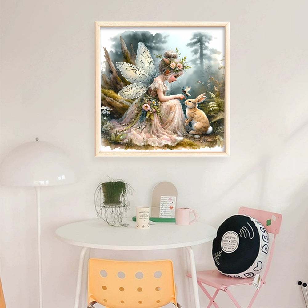 Forest Fairy And Rabbit - 14CT Stamped Cross Stitch 40*40CM