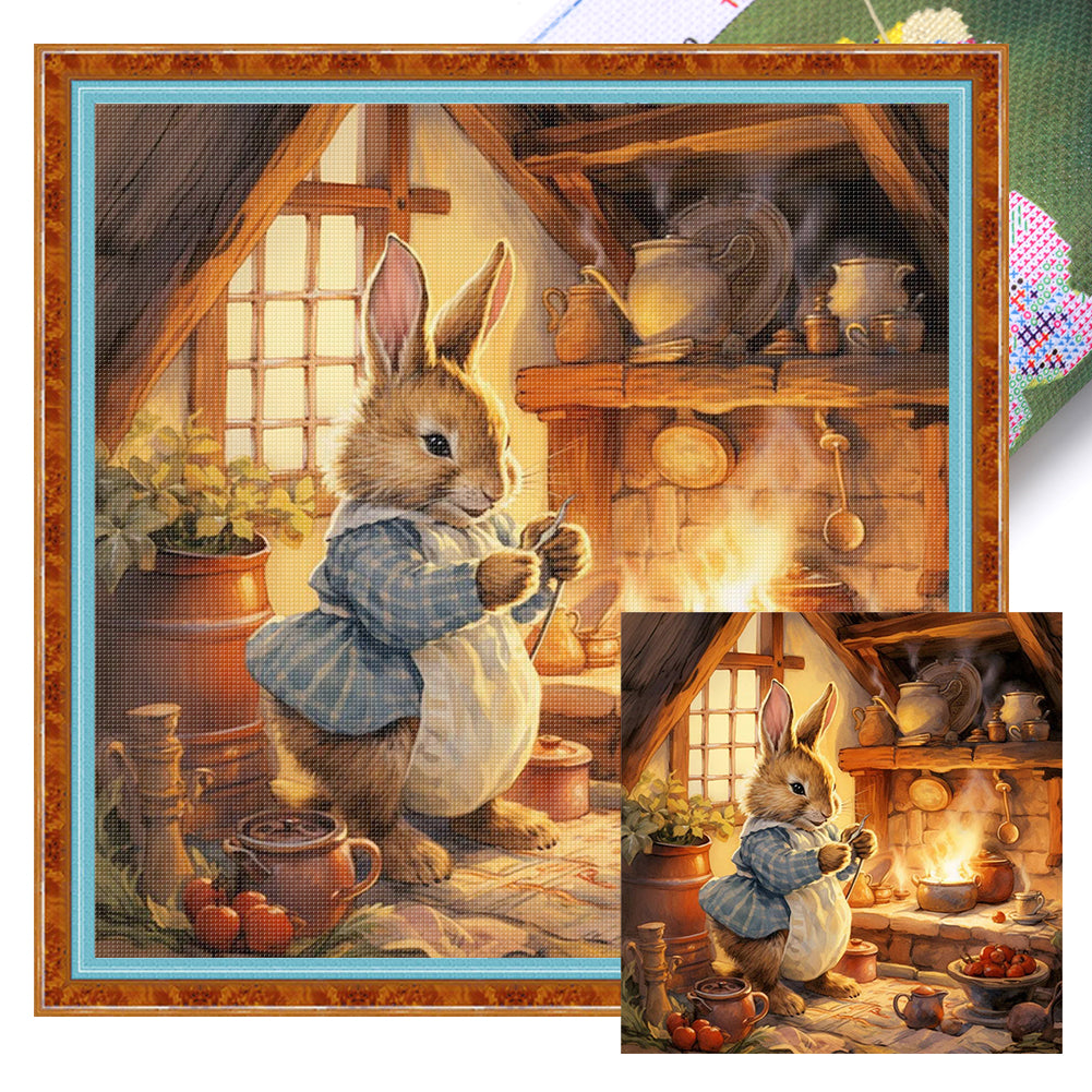 Kitchen Rabbit - 14CT Stamped Cross Stitch 40*40CM
