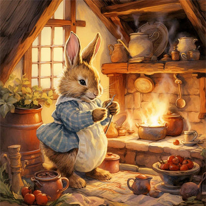 Kitchen Rabbit - 14CT Stamped Cross Stitch 40*40CM