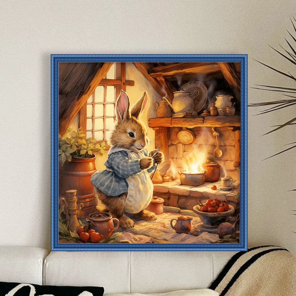 Kitchen Rabbit - 14CT Stamped Cross Stitch 40*40CM
