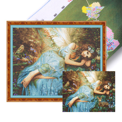 Forest Fairy And Deer - 14CT Stamped Cross Stitch 50*40CM