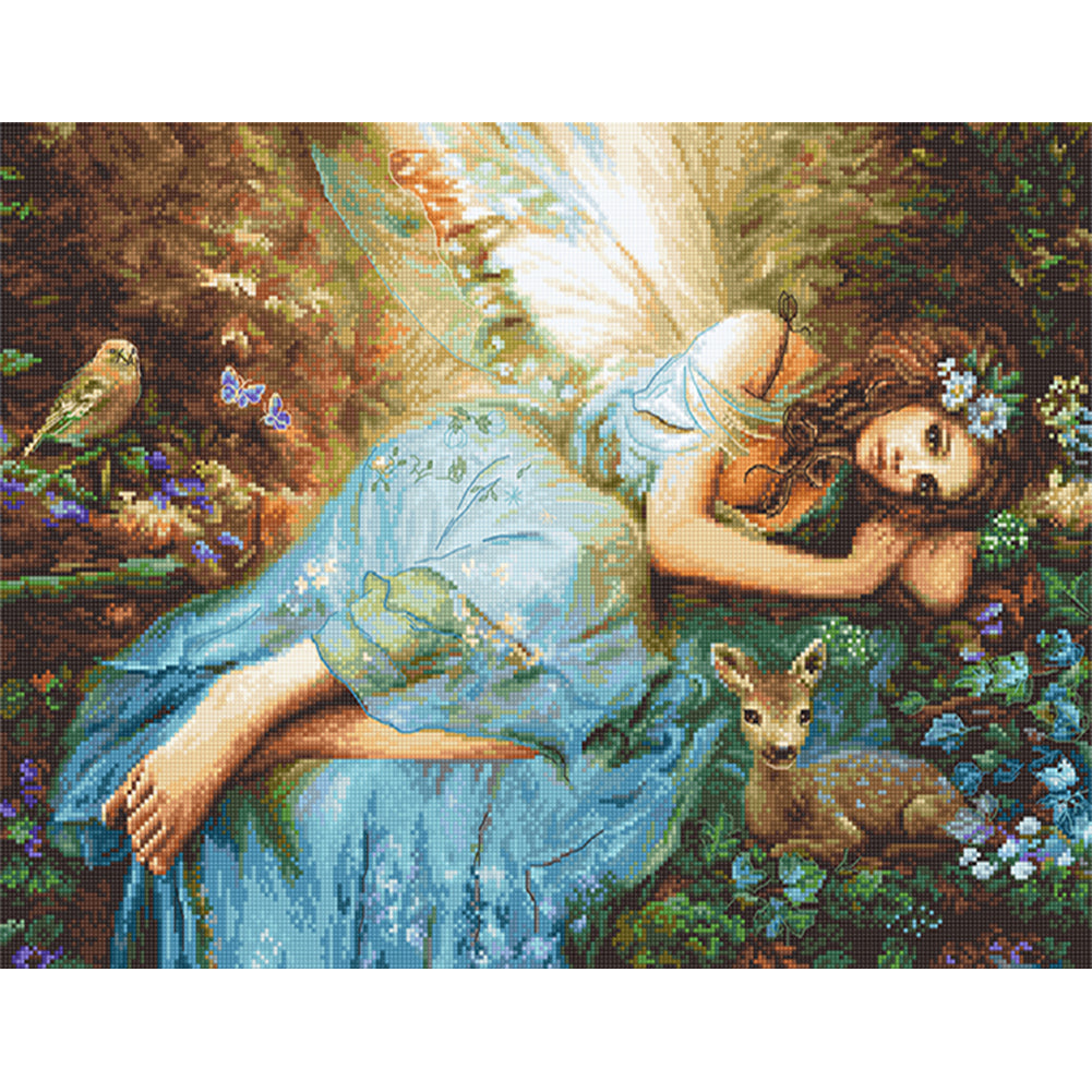 Forest Fairy And Deer - 14CT Stamped Cross Stitch 50*40CM