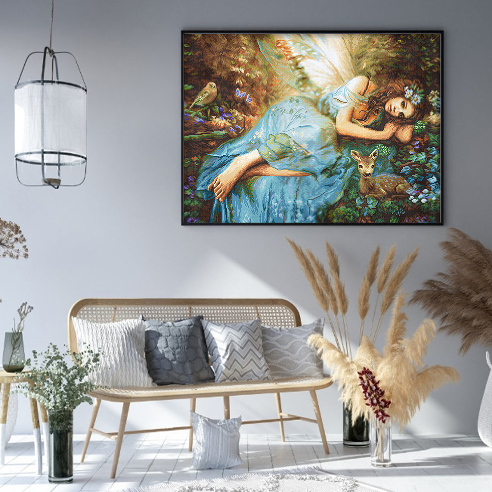 Forest Fairy And Deer - 14CT Stamped Cross Stitch 50*40CM
