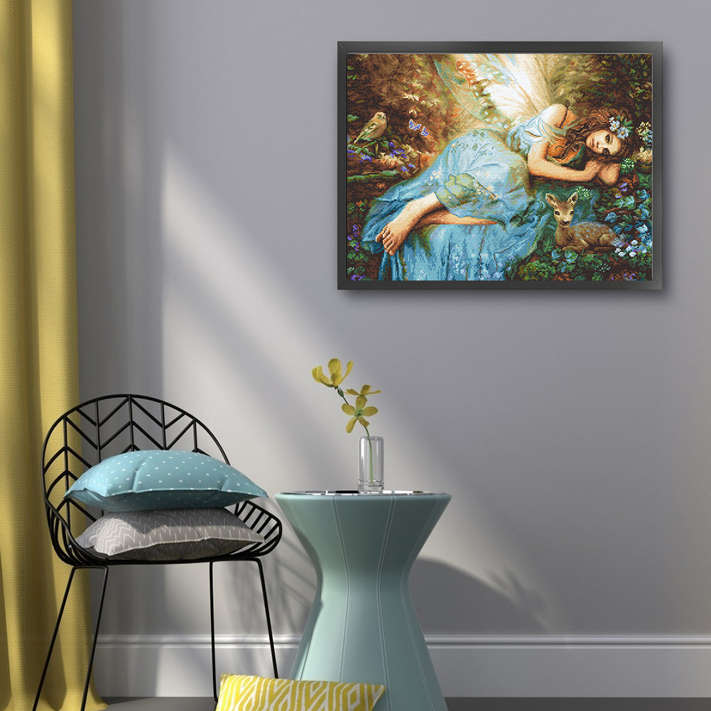 Forest Fairy And Deer - 14CT Stamped Cross Stitch 50*40CM